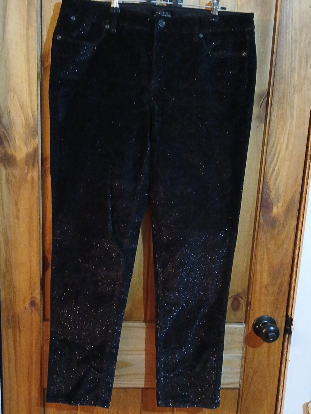 Talbots Flawless 5 Pocket Slim Ankle Corduroy Pants - Black Sparkle - 10